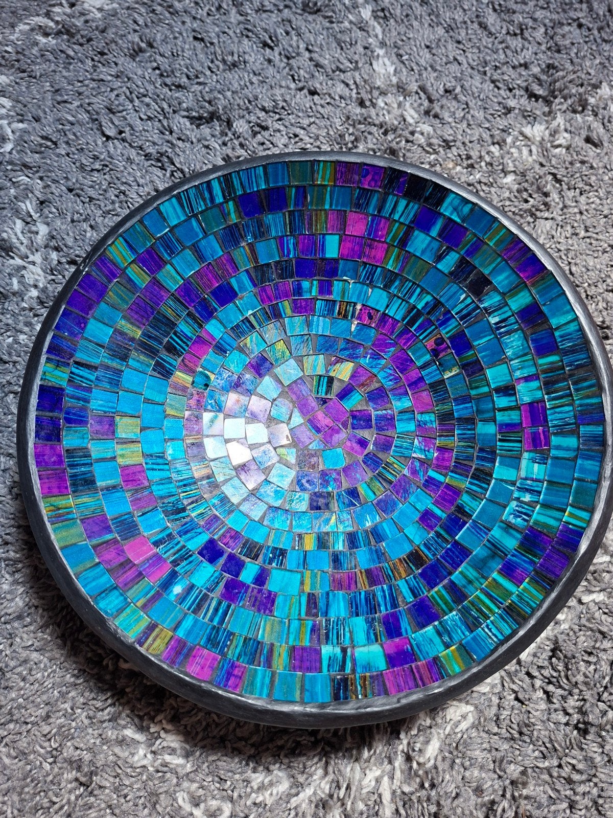 Decoratieve mozaïek schaal, blauw/paars, Ophalen, Overige materialen, Schaal, Rond