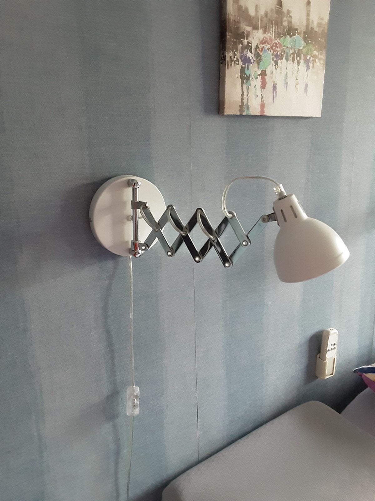 2x Witte metalen schaarlamp leeslampjes - Zo goed als nieuw, Ophalen of Verzenden, Verstelbaar, Metaal, Wit
