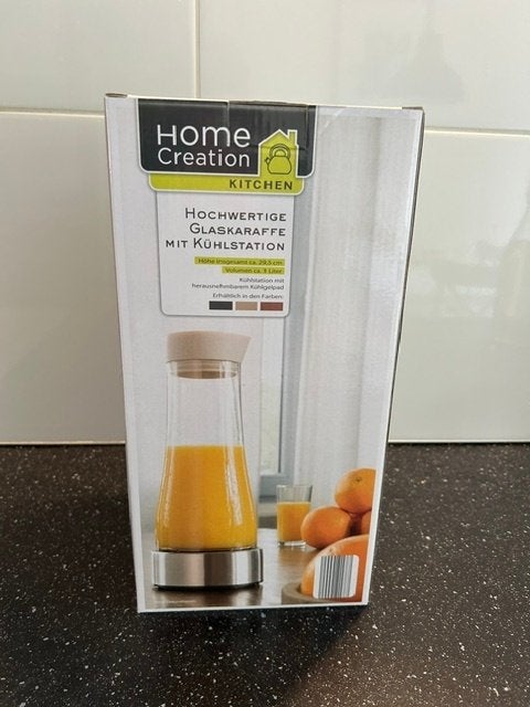 Home Creation waterkaraf met koelelement, Huis en Inrichting, Overige typen, Ophalen of Verzenden, Nieuw, Glas