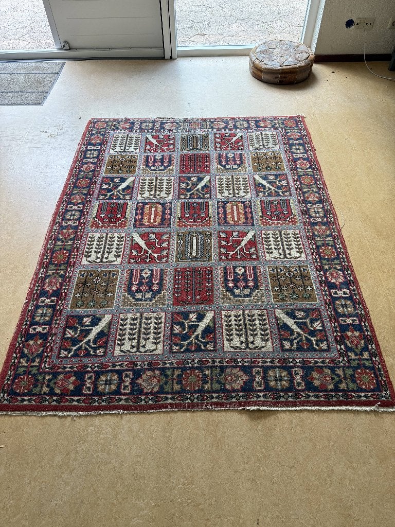 Handgeknoopt Perzisch Bakhtiar Tapijt – Tuindesign – 200x150, Ophalen, Gebruikt, 100 tot 150 cm, Klassiek, Vintage, Bohemian
