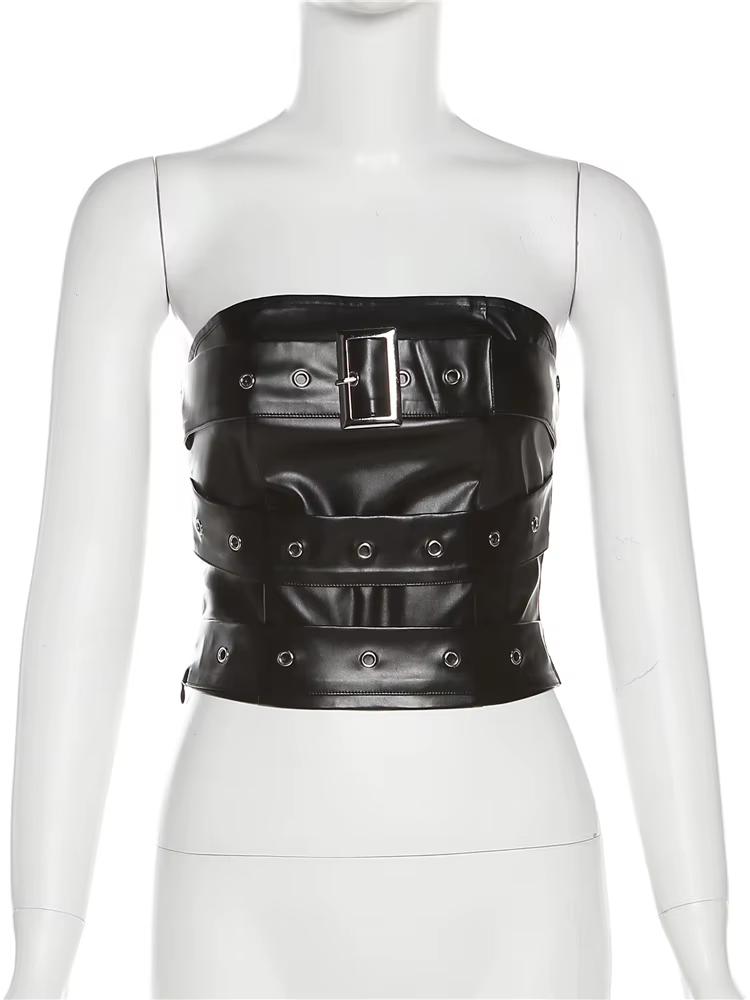 Zwart leren dames korset met riemen, Verzenden, Zwart, Body of Korset