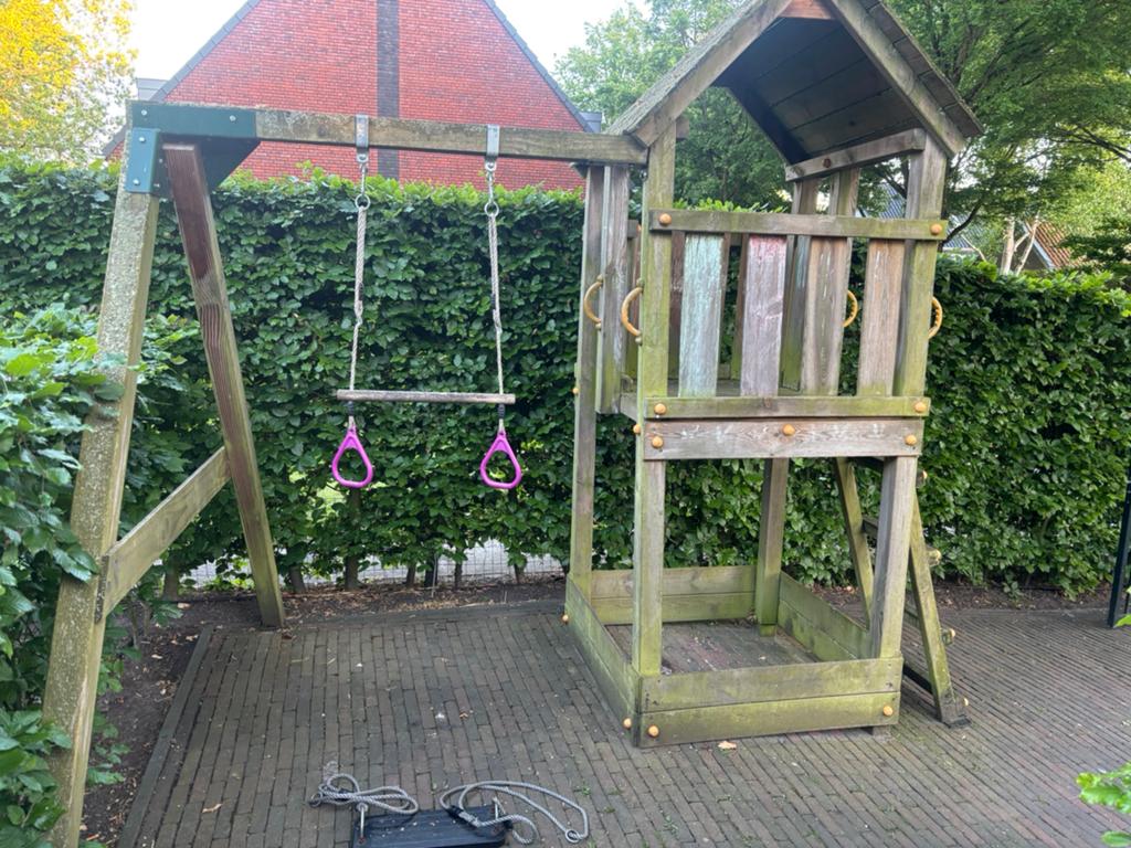 GRATIS Houten speeltoestel (zelf ophalen), Kinderen en Baby's, Speelgoed | Buiten | Speeltoestellen, Ophalen, Gebruikt, Schommel