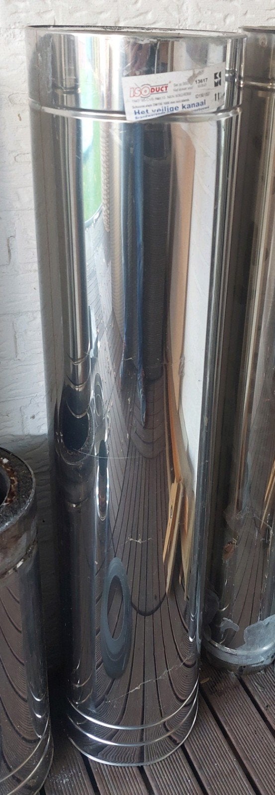 isoduct Dubbelwandige RVS kachelpijpen en toebehoren, Ophalen, Gebruikt, Hout, Houtkachel