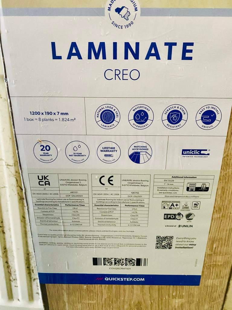 2 pakken Quick-Step CRH3182 Creo laminaat - 3.648 m², Ophalen, 50 tot 150 cm, Nieuw, Minder dan 5 m²