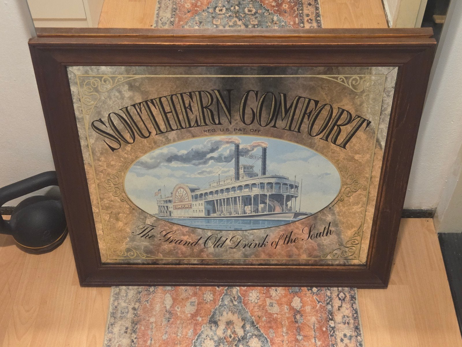 Vintage Southern Comfort Spiegel / Bar Sign Riverboat, Ophalen, Rechthoekig, Minder dan 50 cm