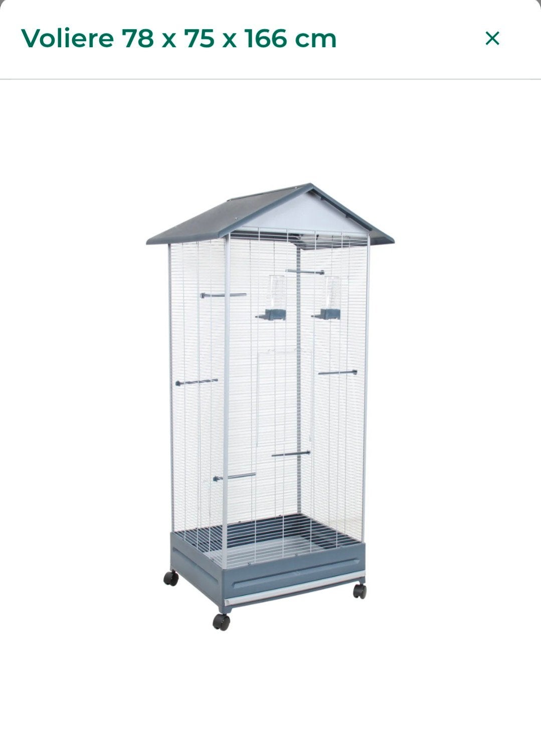 vogelkooi / voliere 78 x 75 x 166 cm, Dieren en Toebehoren, Ophalen, Zo goed als nieuw, Kunststof, Volière