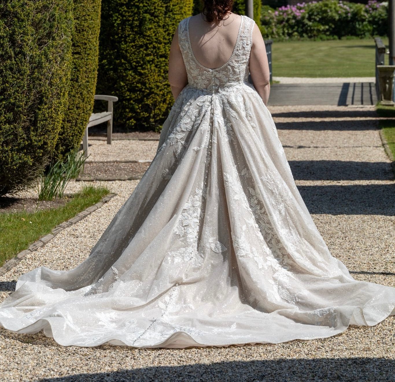 Allure Bridals -Disney Tiana -Champagne Glitter - Trouwjurk, Ophalen, Zo goed als nieuw, Overige kleuren, Trouwjurk