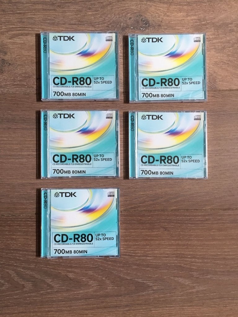 5x in gesealde verpakking CD recordable CD-R80 700 Mb; TDK, Herschrijfbaar, Cd, Ophalen of Verzenden, Nieuw