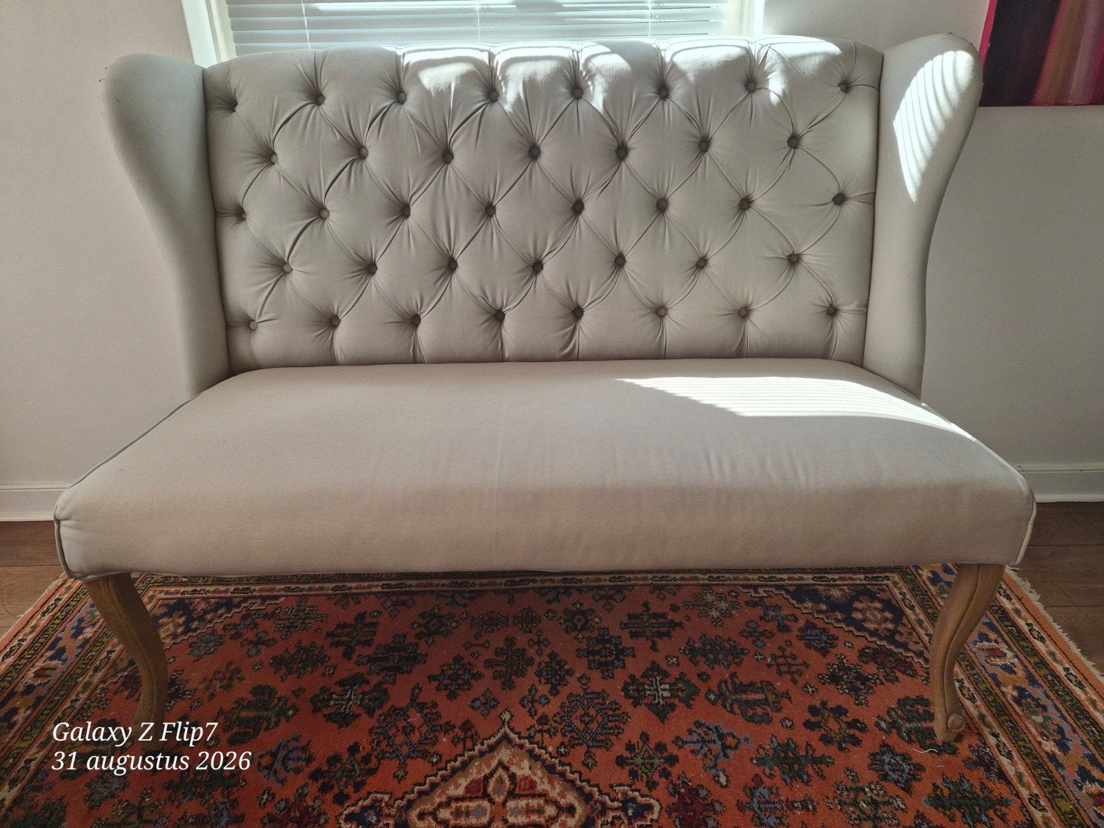 Comfortabele eetkamerbank - 135cm breed, Ophalen, Gebruikt, Tweepersoons, Rechte bank