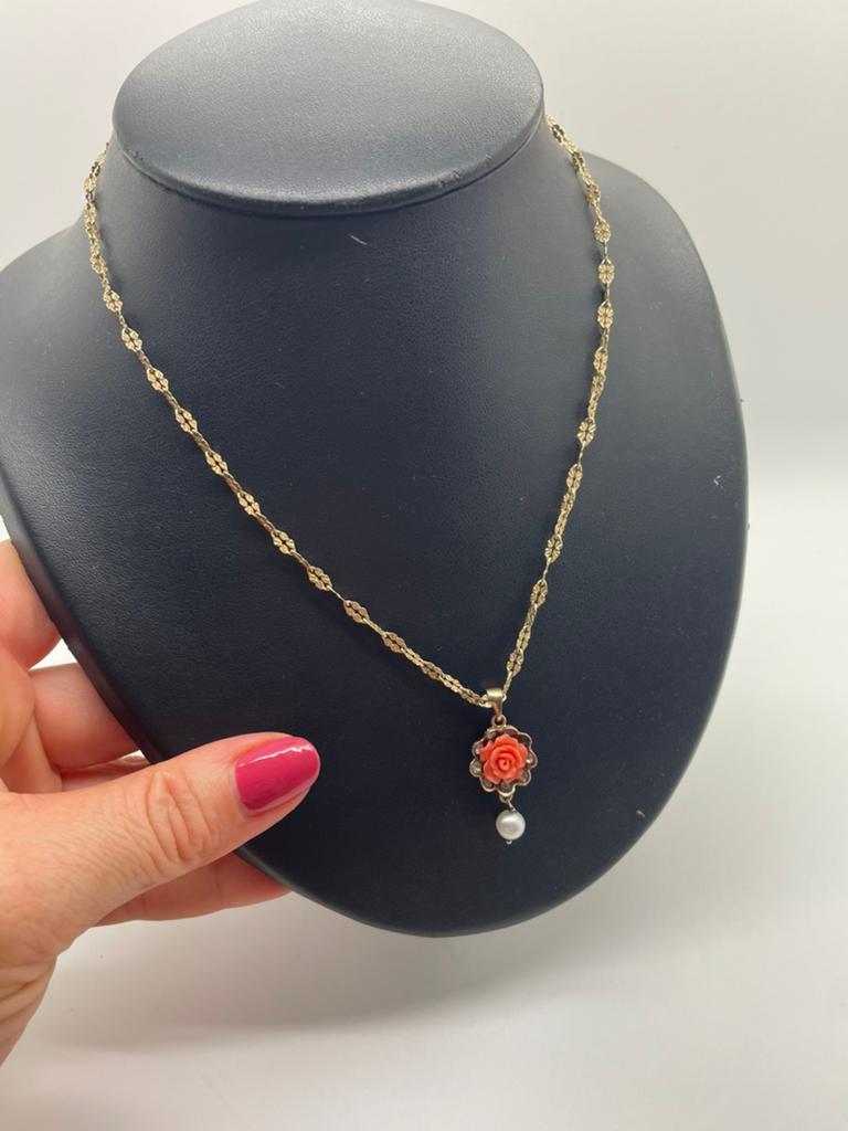 E44 Prachtige vintage zilveren ketting goudkleurig, Ophalen of Verzenden, X, Met edelsteen, Goud