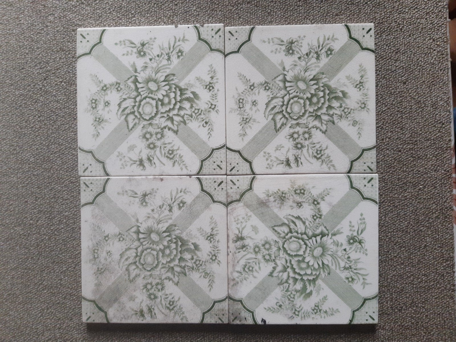 4 antieke tegels Art Nouveau  ( vierpas ), Ophalen of Verzenden