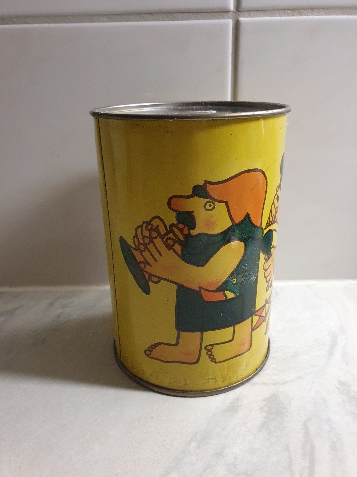 spaarpot blik, GDR, vintage, muzikanten, Antiek en Kunst, Ophalen of Verzenden