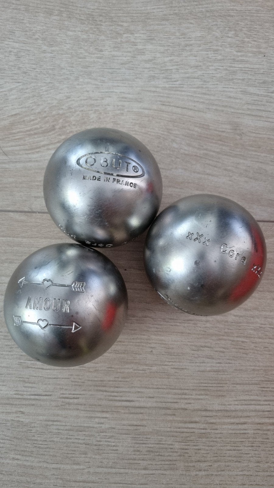 Obut Jeu de boules set van 3 met tasje en beschermhoes, Ophalen of Verzenden, Gebruikt