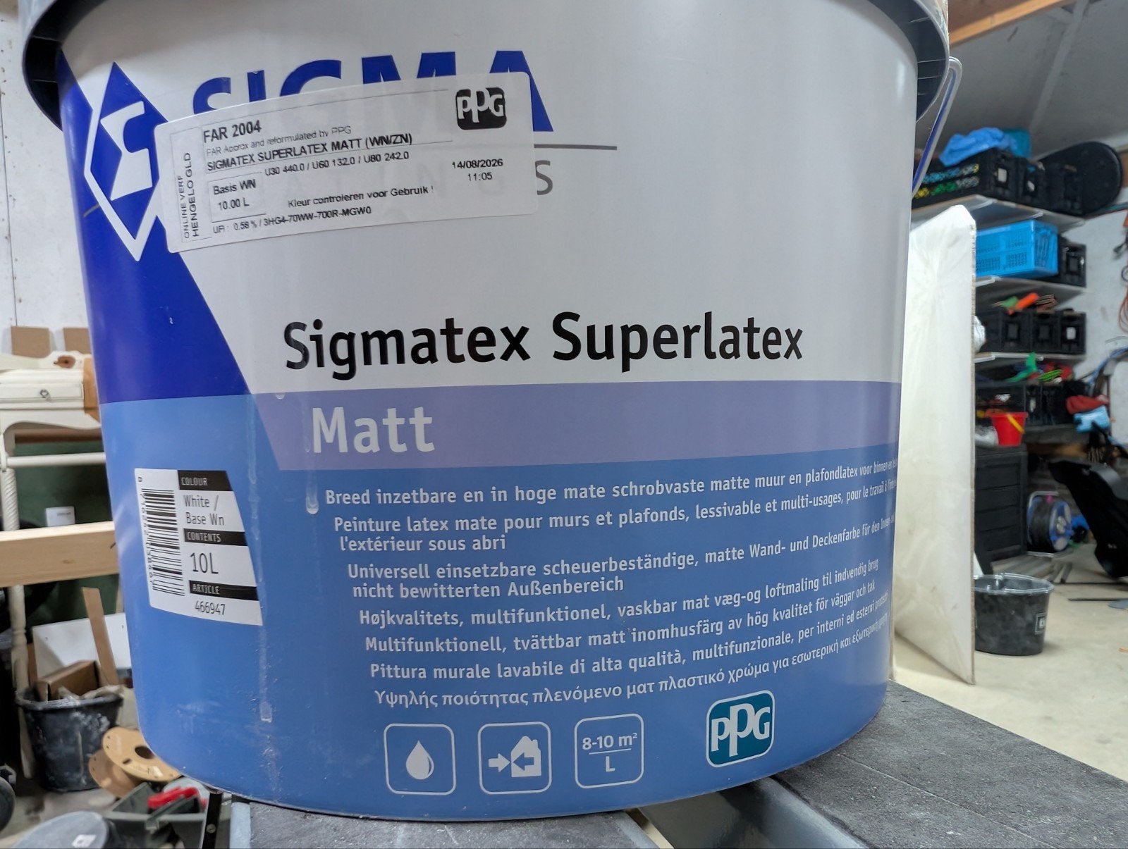Slipper Satin - Sigma Superlatex Matt verf 10L (80% vol), Overige kleuren, 5 tot 10 liter, Ophalen of Verzenden, Verf