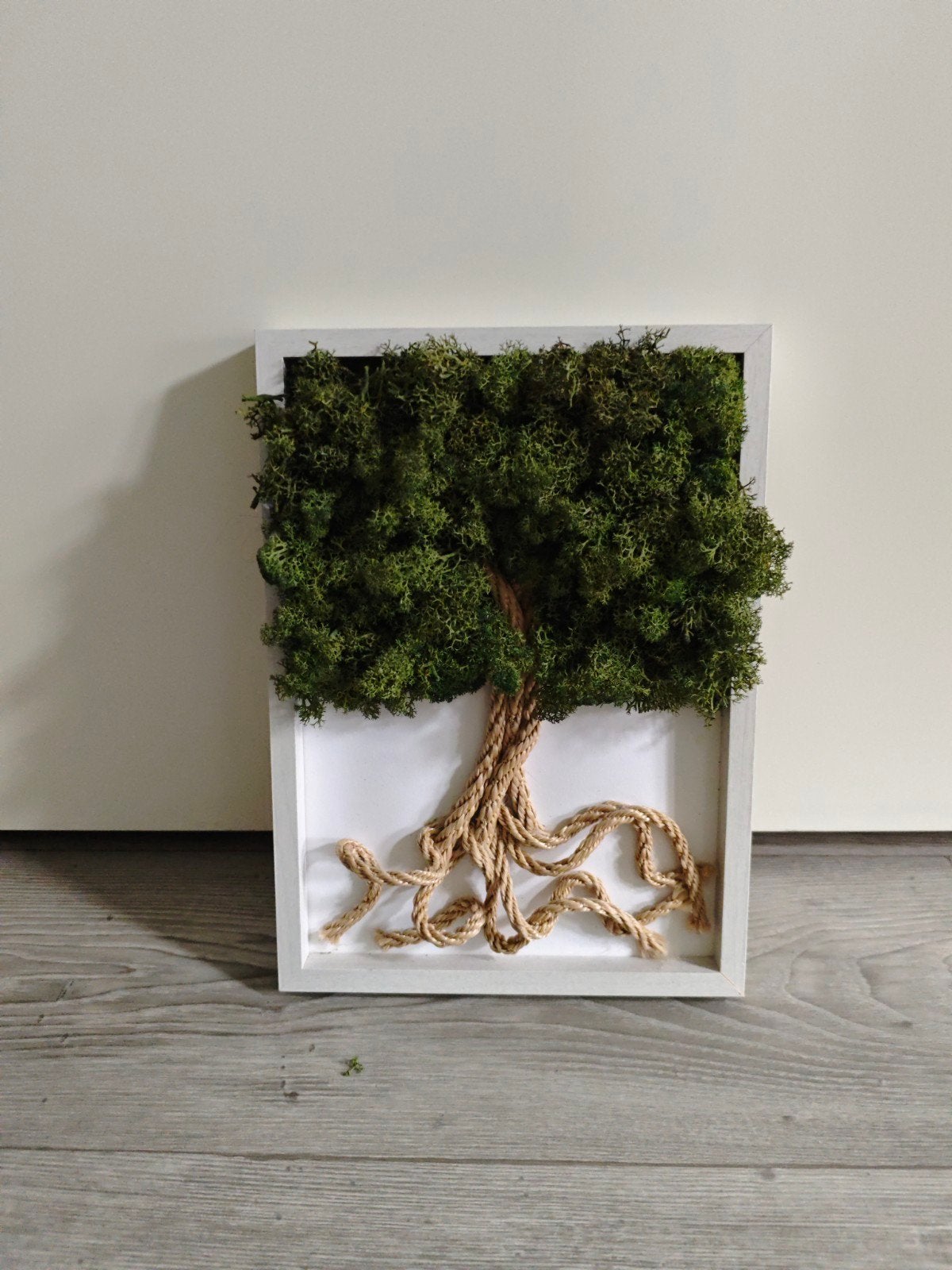 Uniek mos schilderij 'Levensboom' - Handgemaakt 21cm x 17cm, Groen, Nieuw, Ophalen of Verzenden, Landelijk