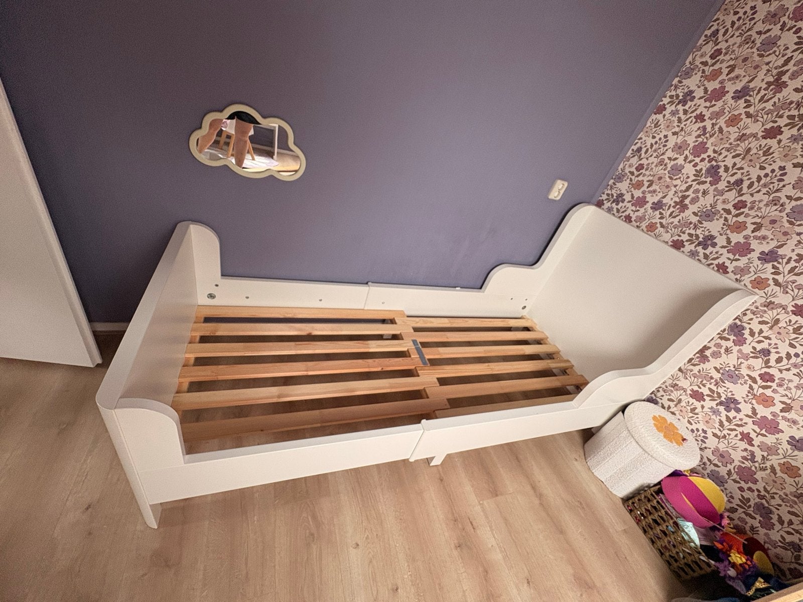 IKEA BUSUNGE meegroeibed wit, Ophalen, Gebruikt, 70 tot 85 cm, Lattenbodem