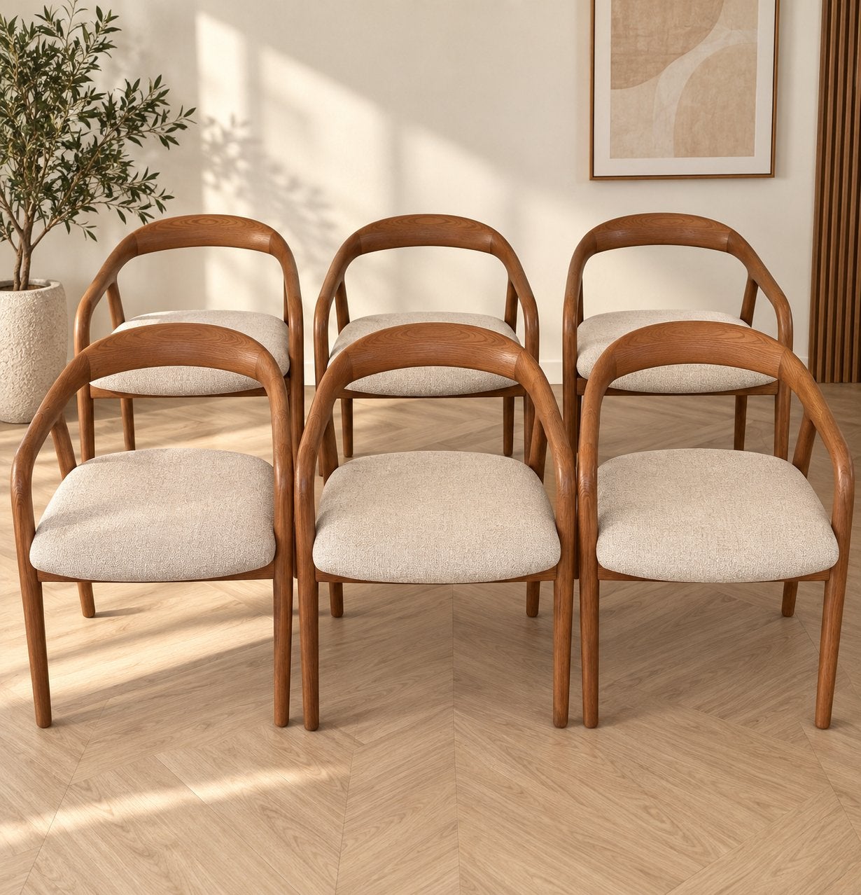 ELEONORA RAYVEN Eetkamerstoel Wabi Sabi bruin essenhout, Huis en Inrichting, Ophalen of Verzenden, Bruin, Eén