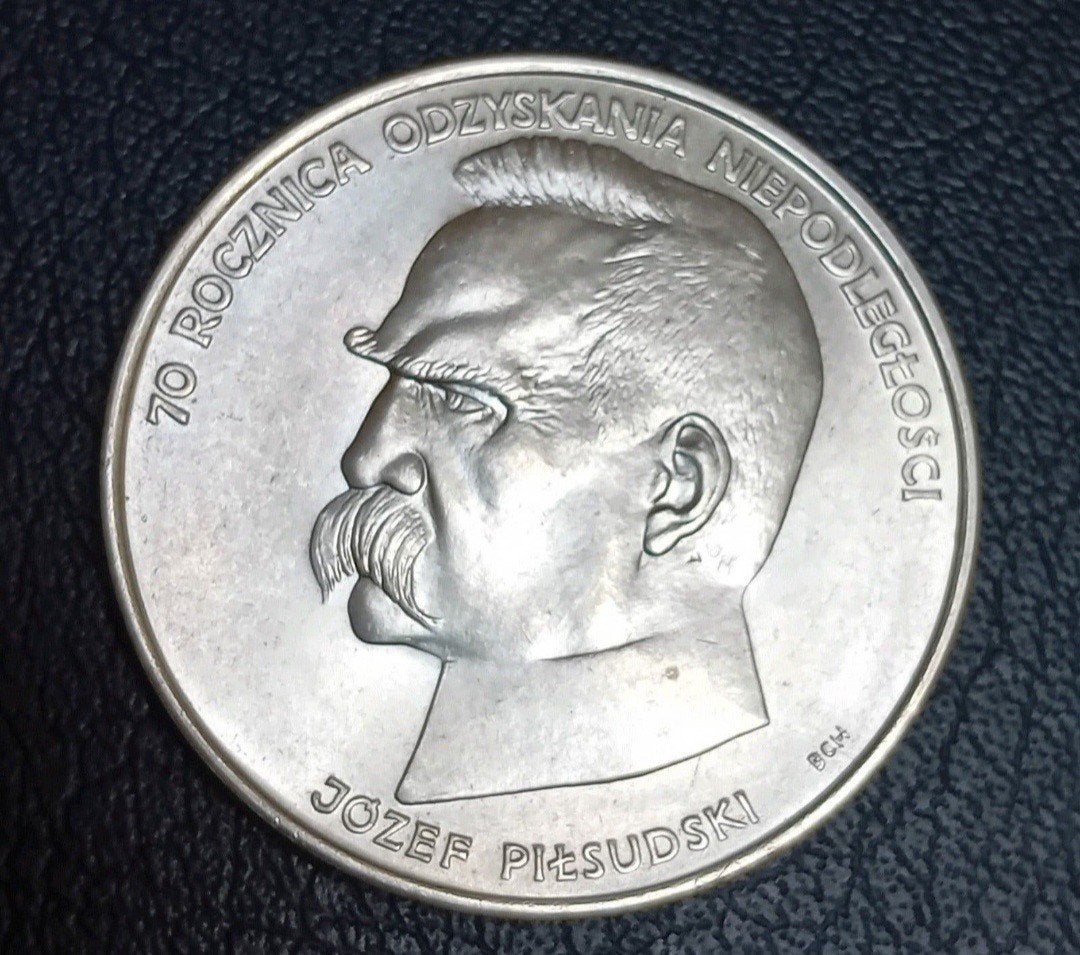 Zilveren Poolse munt 50000 Zloty Jozef Pilsudski 1988, Ophalen of Verzenden, Polen, Losse munt, Zilver