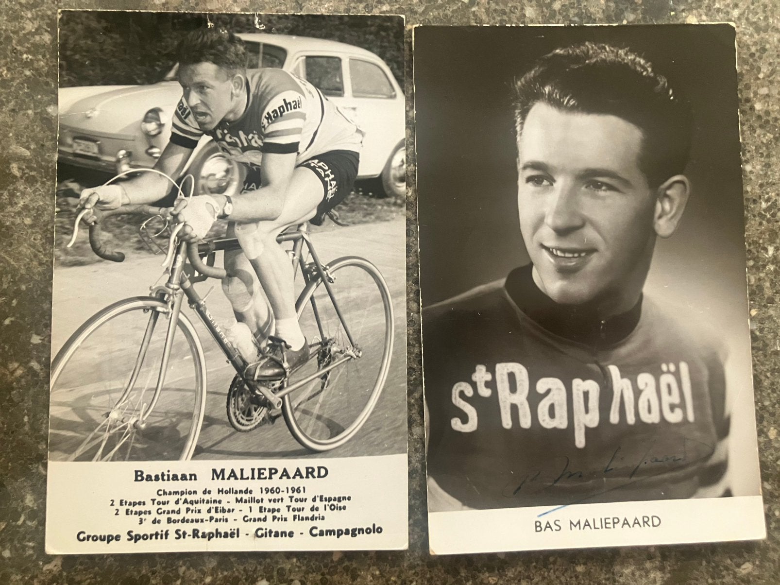 Bas Maliepaard - 2 kaarten wielrennen - handtekening, Verzamelen, Ophalen of Verzenden, Gebruikt, Overige sporten, Spelerskaart
