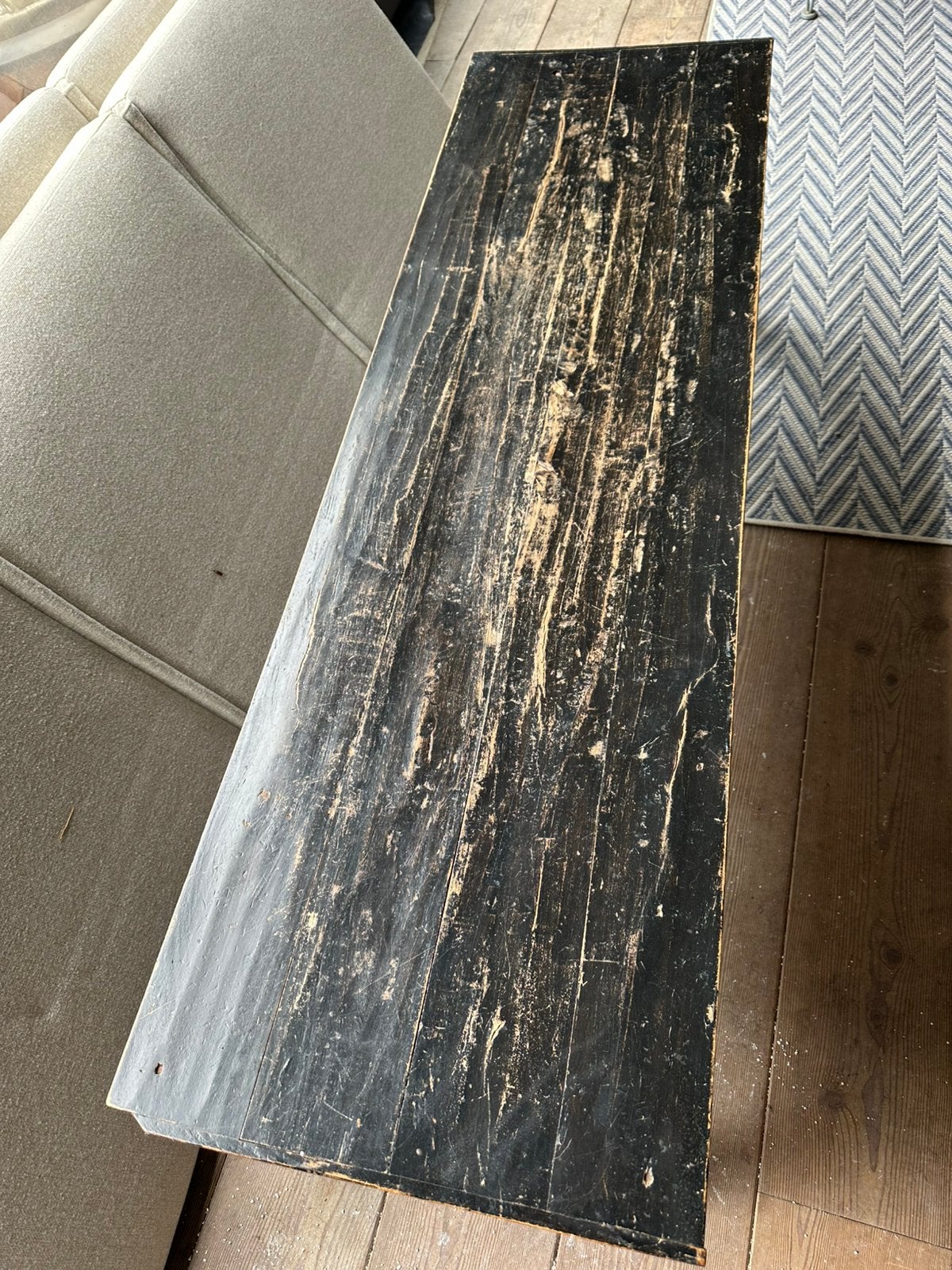 Vintage houten bank salontafel bijenkorf, Ophalen, Gebruikt, 50 tot 100 cm, 150 tot 200 cm