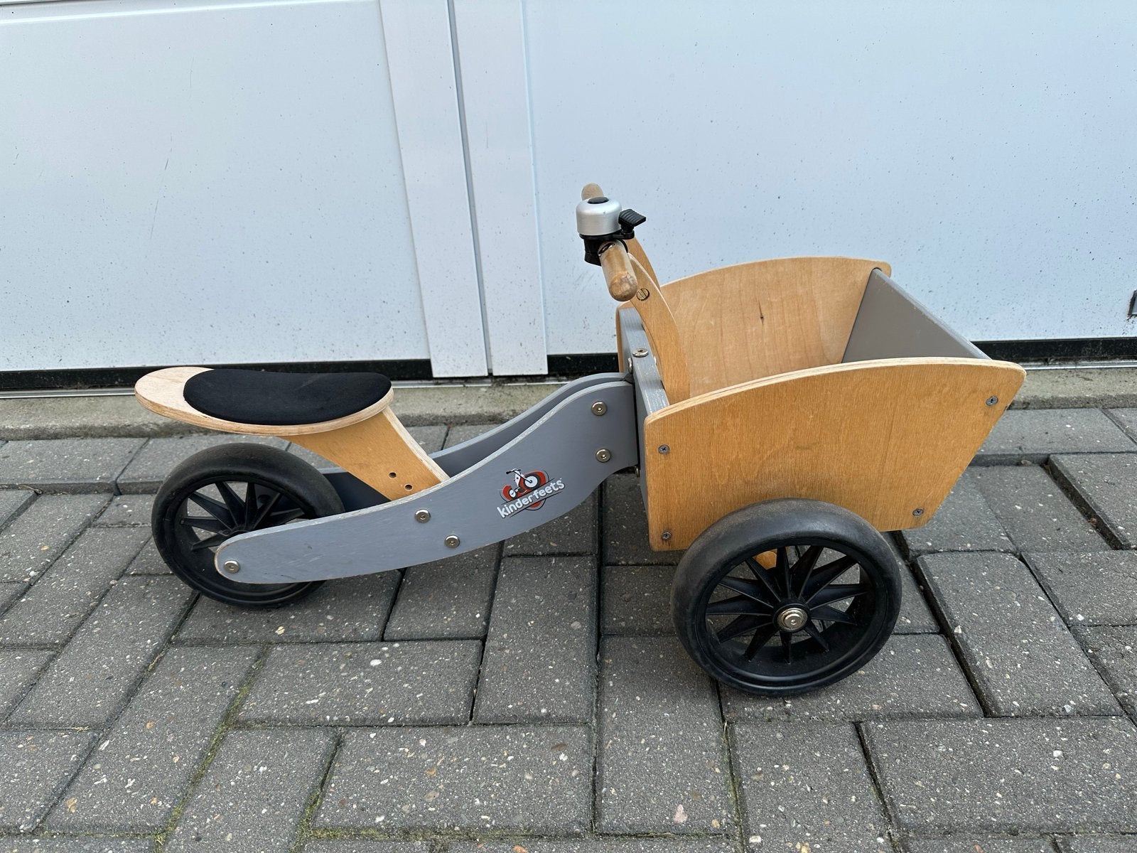 Kinderfeets Loopfiets met Bakfiets - Houten Loopvoertuig, Ophalen, Gebruikt, Loopfiets