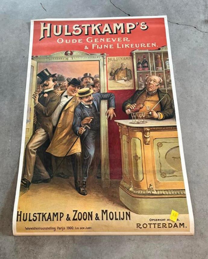 Vntage Poster Hulstkamp’s Rotterdam Genever & Likeuren, Ophalen of Verzenden, Gebruikt