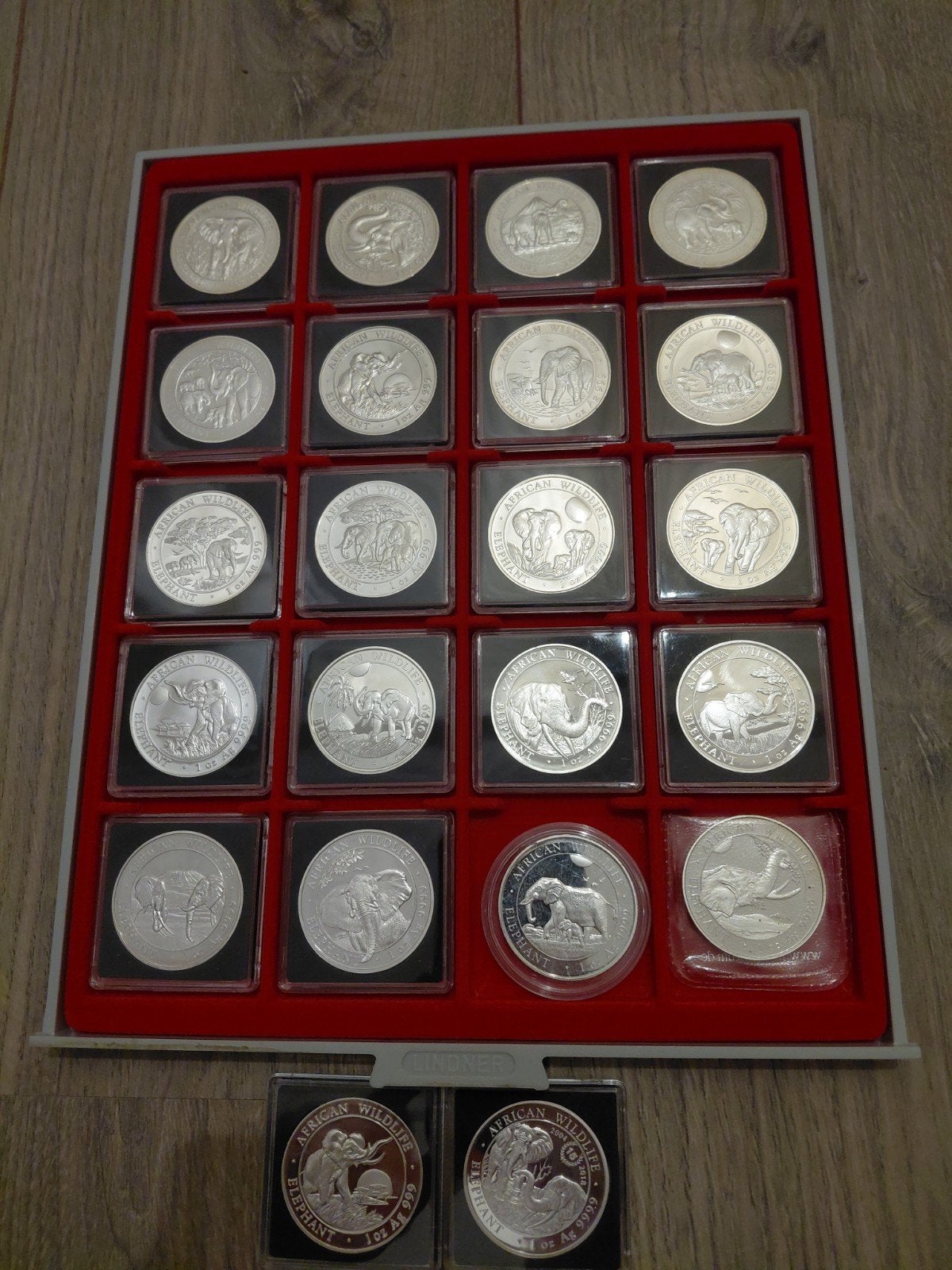 Somalische olifant 1 oz serie, Ophalen of Verzenden, Overige landen, Setje, Zilver