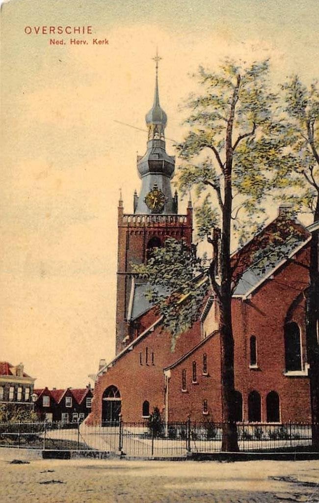 Rotterdam Overschie Ned. Herv. Kerk 1909, Ophalen of Verzenden, Voor 1920, Gelopen, Zuid-Holland