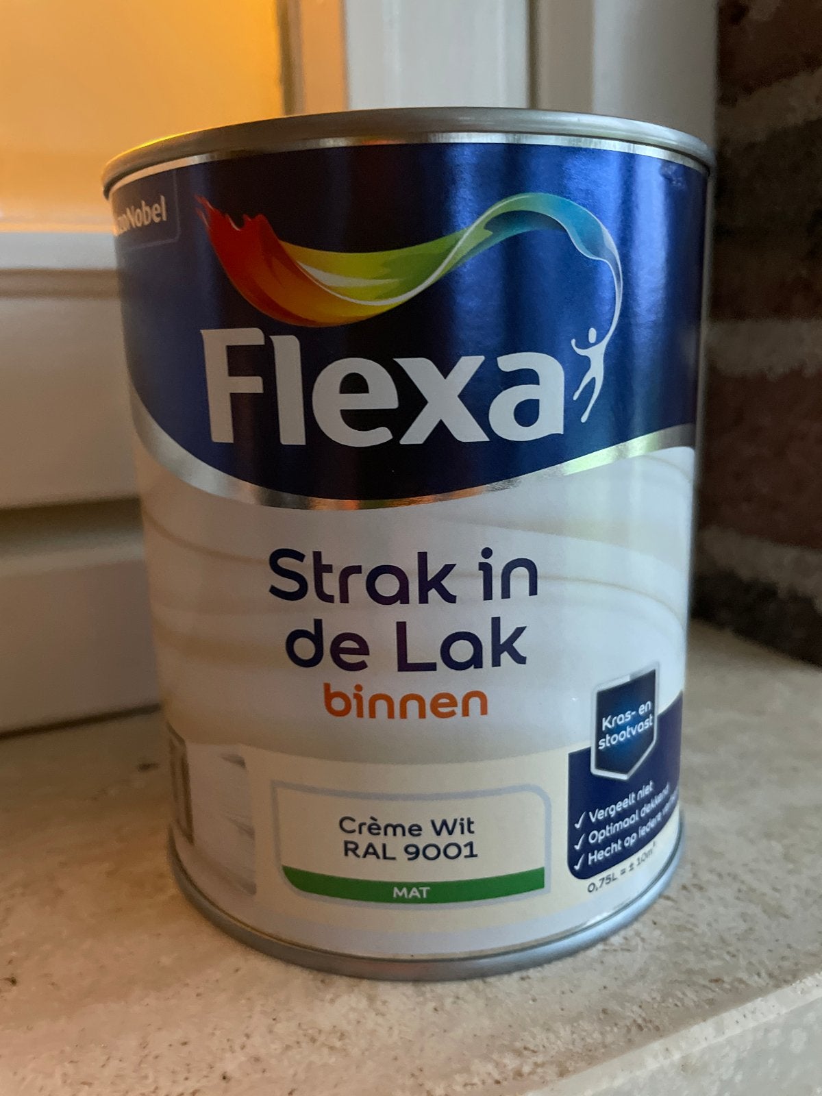 Nieuwe pot Flexa Strak in de Lak Crème Wit RAL 9001 Mat, Ophalen, Wit, Nieuw, Lak