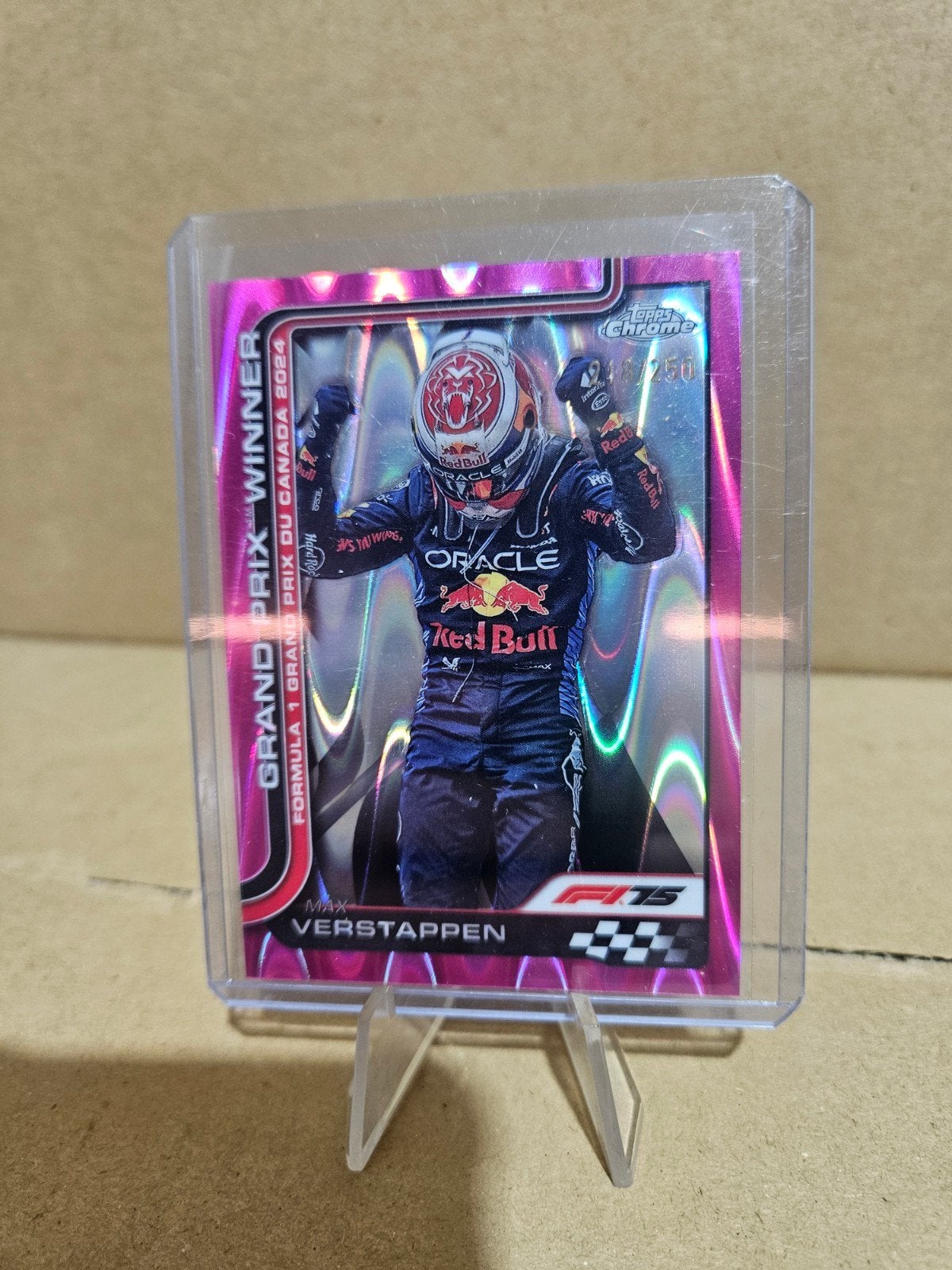 101 max verstappen /250 fuchsia raywave topps chrome f1 2025, Ophalen of Verzenden, Nieuw, Plaatje