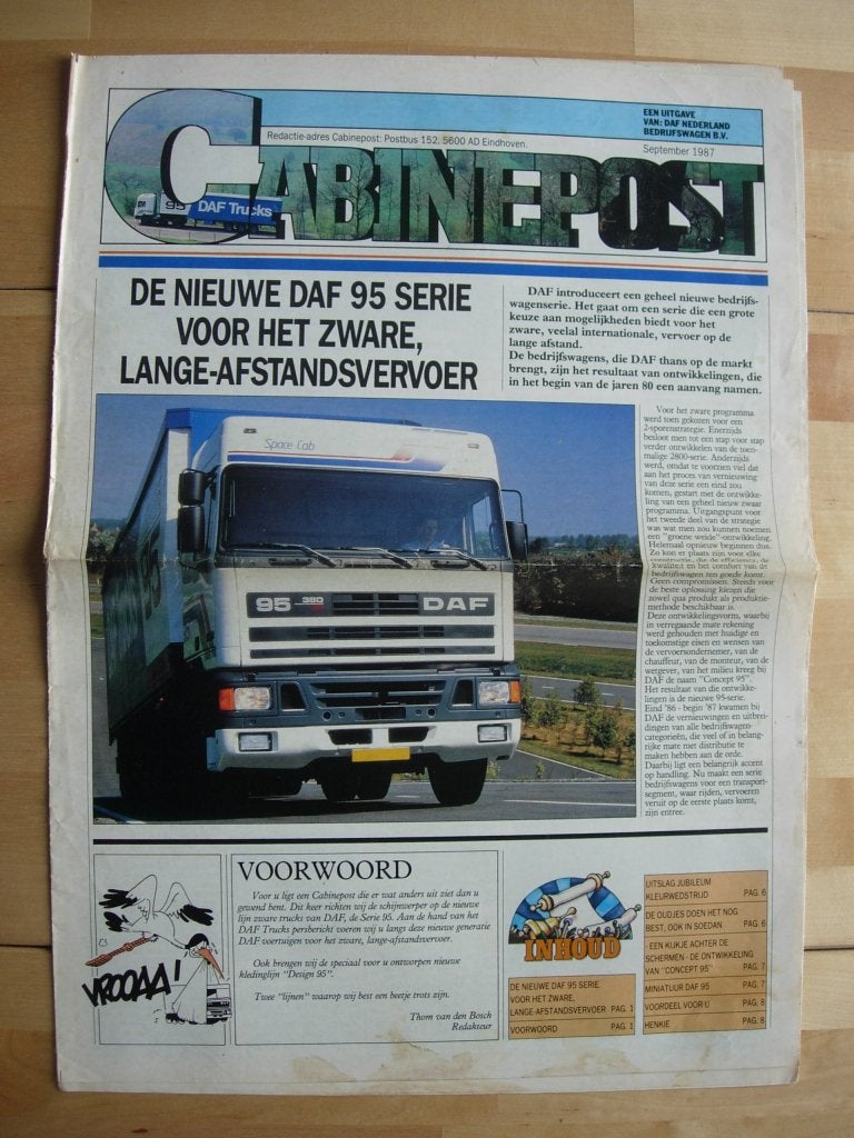DAF Cabinepost Krant September 1987, Ophalen of Verzenden, Zo goed als nieuw, Overige merken, DAF