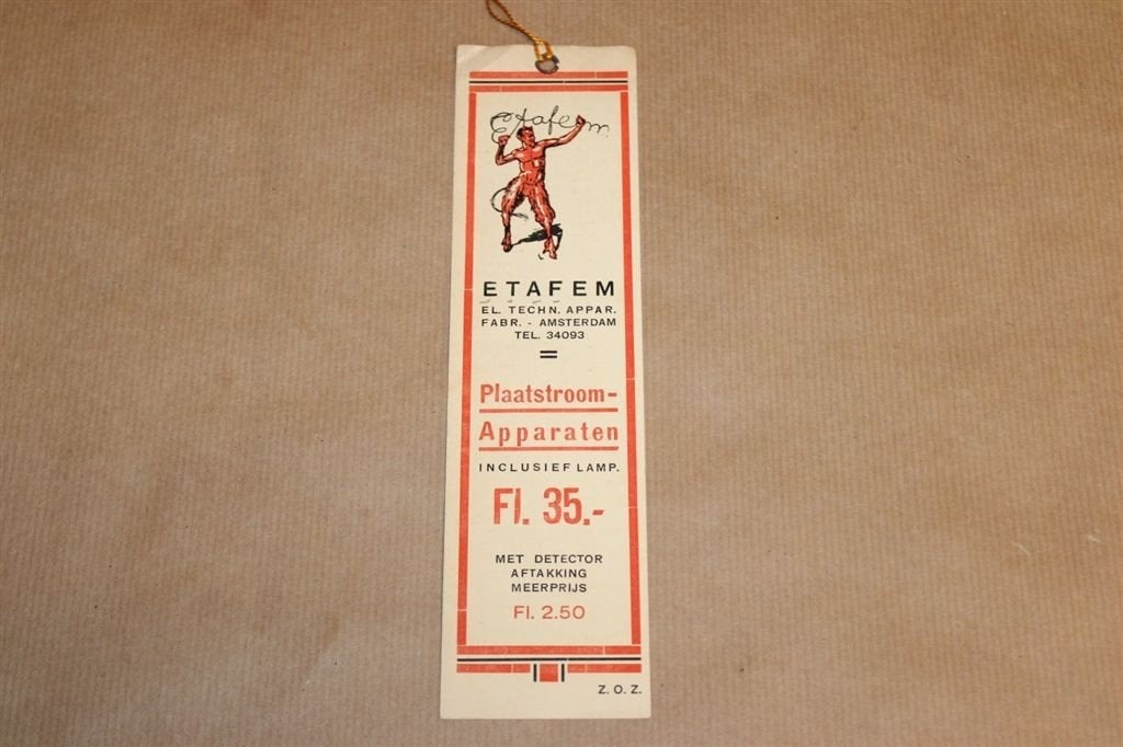 Zeldzame boekenlegger - Etafem apparaten - Ca 1930, Ophalen of Verzenden, Zo goed als nieuw, Reclame