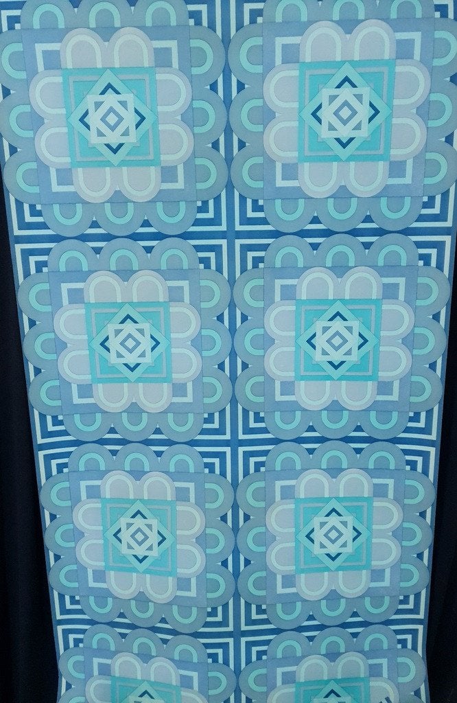 13715 Vintage tegellook behang in blauw en aqua swiet, Ophalen of Verzenden, Wit