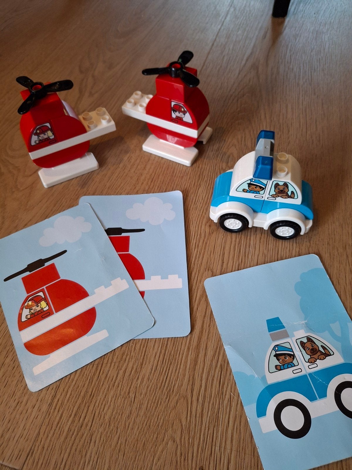 Duplo Politie auto 1x en brandweer helicopter 2x, Ophalen of Verzenden, Zo goed als nieuw