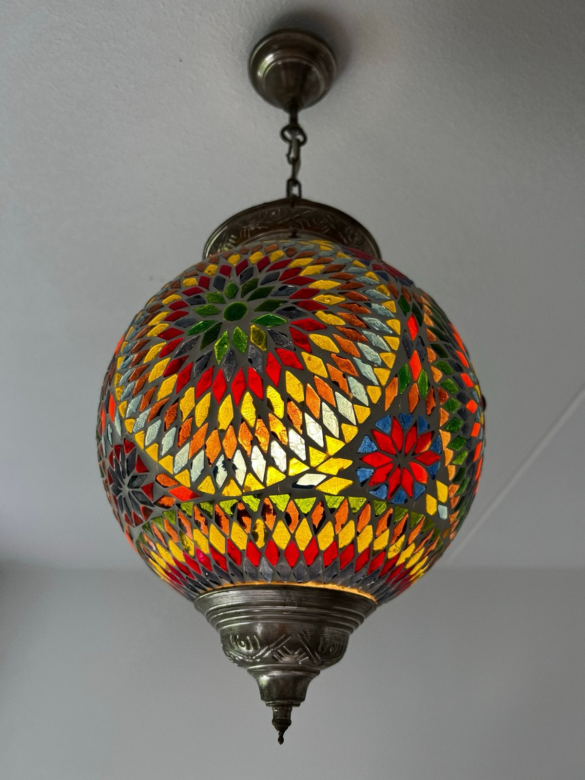 Oosterse mozaïek hanglamp van glas, Ophalen, Zo goed als nieuw, Glas