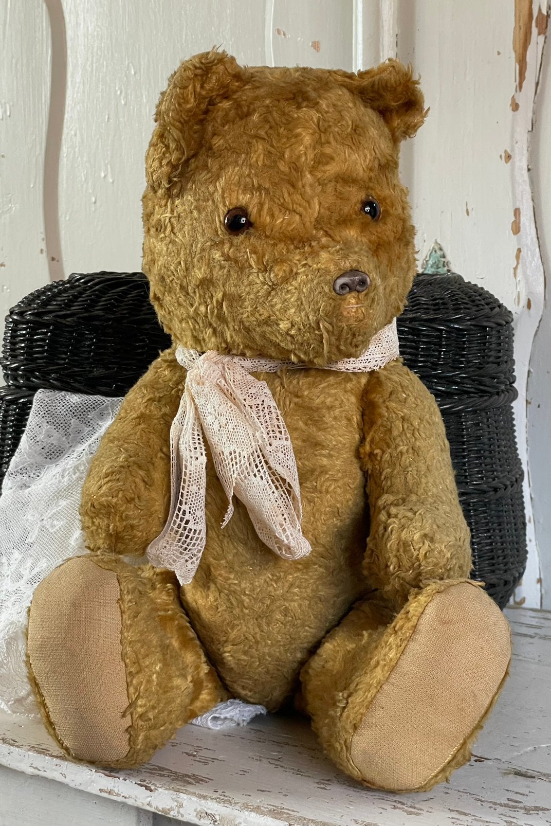 Brocante oude beer stro gevuld, Ophalen of Verzenden