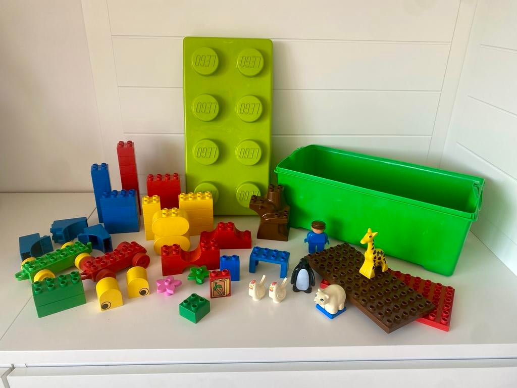 Leuke partij LEGO Duplo met dieren en grondplaten, Gebruikt, Ophalen of Verzenden, Duplo, Inclusief accessoires