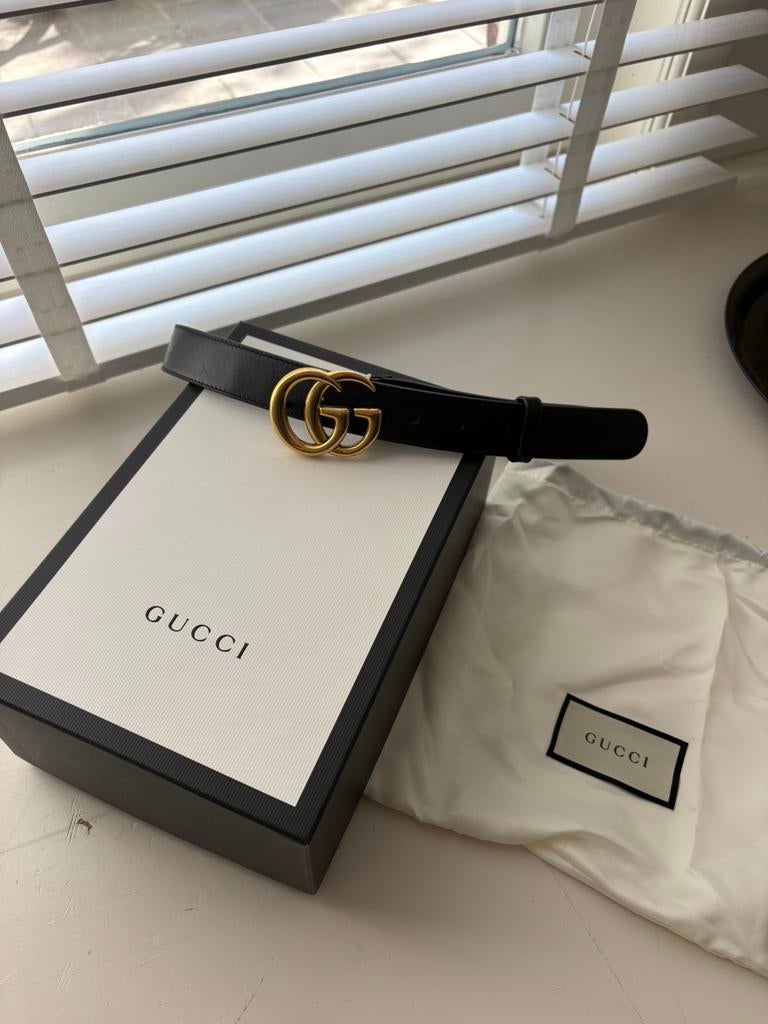 Gucci riem zwart 75 cm, Ophalen, Gedragen, Zwart, Tailleriem