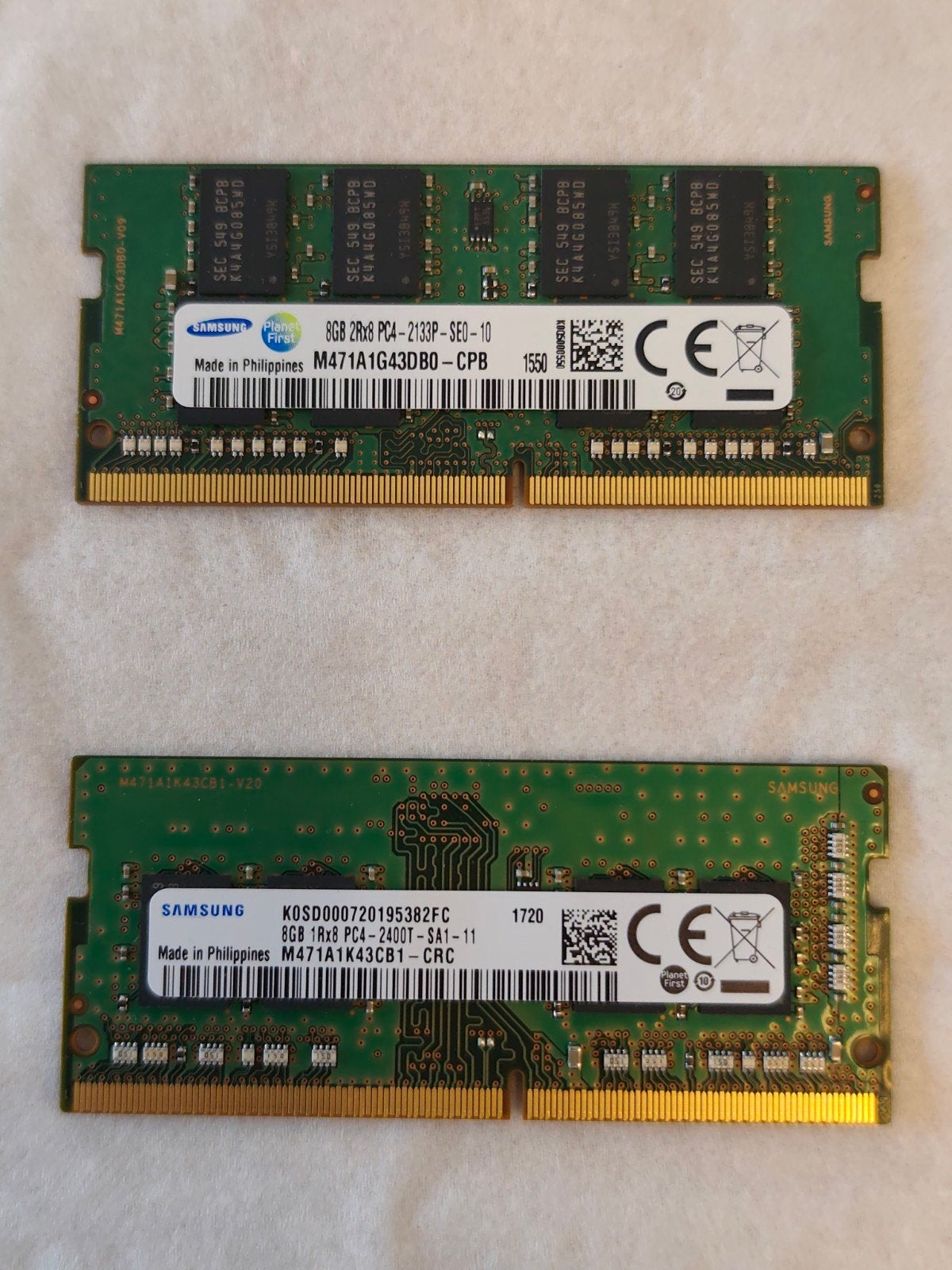 2x 8GB DDR4 RAM Geheugen voor Laptop (Samsung/HP), Gebruikt, DDR4, 8 GB, Ophalen of Verzenden