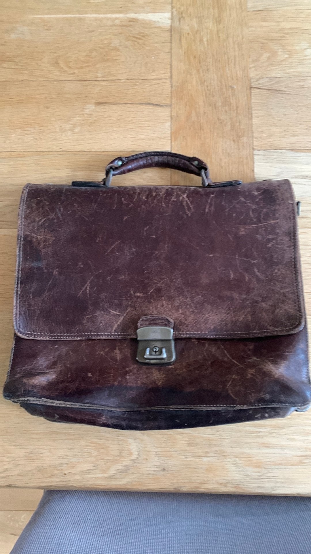 Vintage leren aktetas, Ophalen, Gebruikt, Bruin, Aktetas of Boekentas