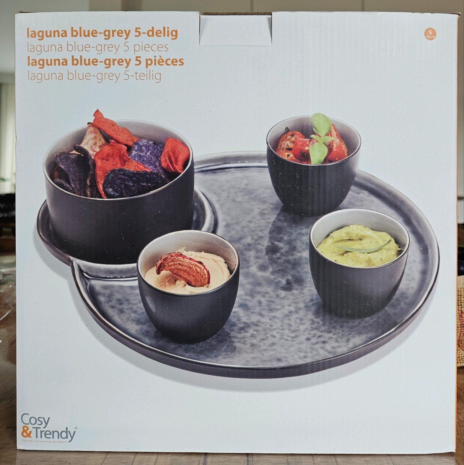Cosy & Trendy Laguna Blue-Grey 5-delig servies, Ophalen, Nieuw, Porselein, Overige stijlen