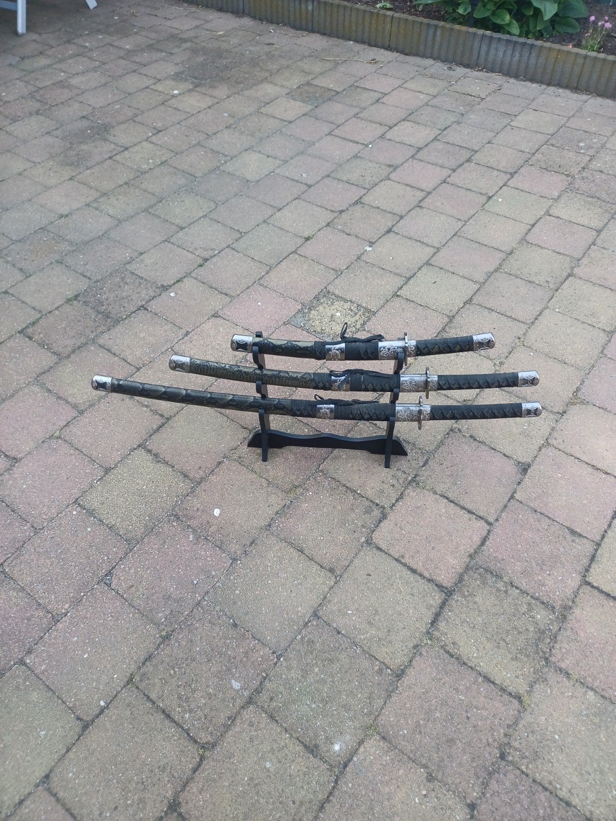uniek zet samoerai zwaarden in rek zie foto's, Ophalen of Verzenden, Zo goed als nieuw