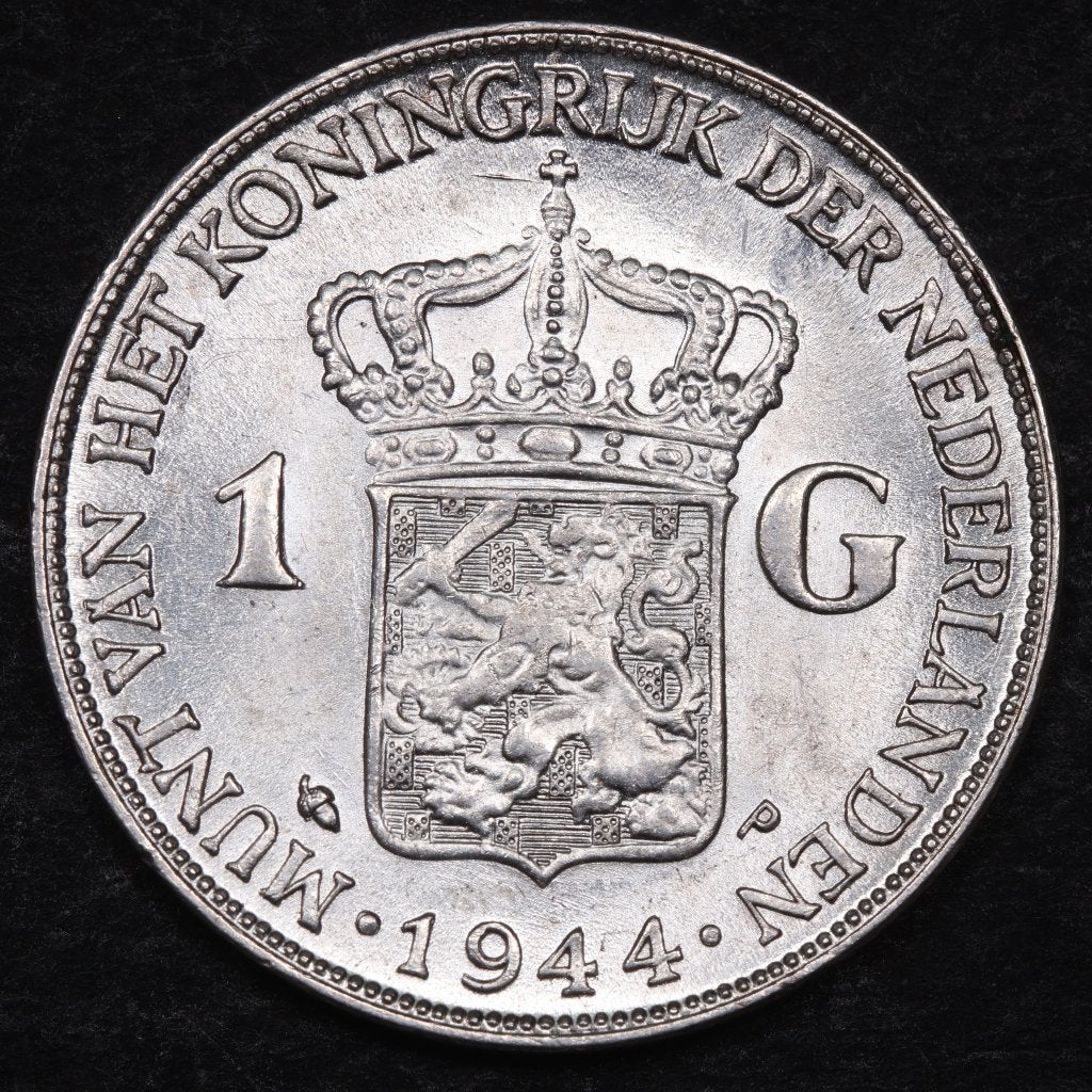 Gulden 1944a.  UNC. (P), 1 gulden, Zilver, Ophalen of Verzenden, Koningin Wilhelmina