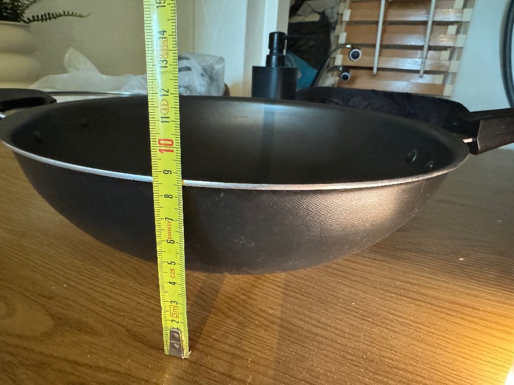 Wokpan groot + deksel, Ophalen, Inductieplaat, Zo goed als nieuw, Rvs