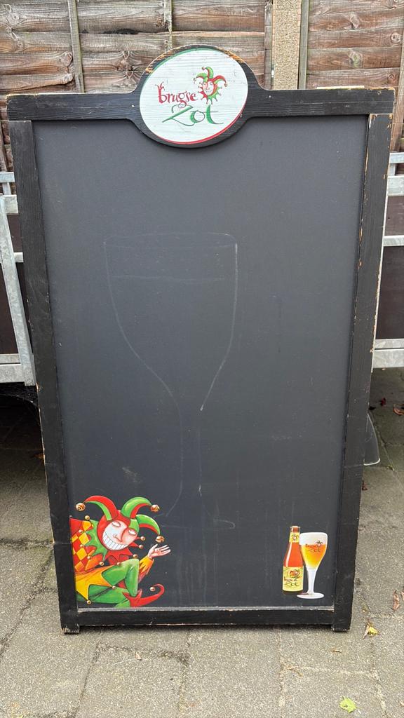 Stoepbord reclame bord Brugse Zot, Verzamelen, Biermerken, Ophalen, Gebruikt, Reclamebord, Plaat of Schild, Overige merken