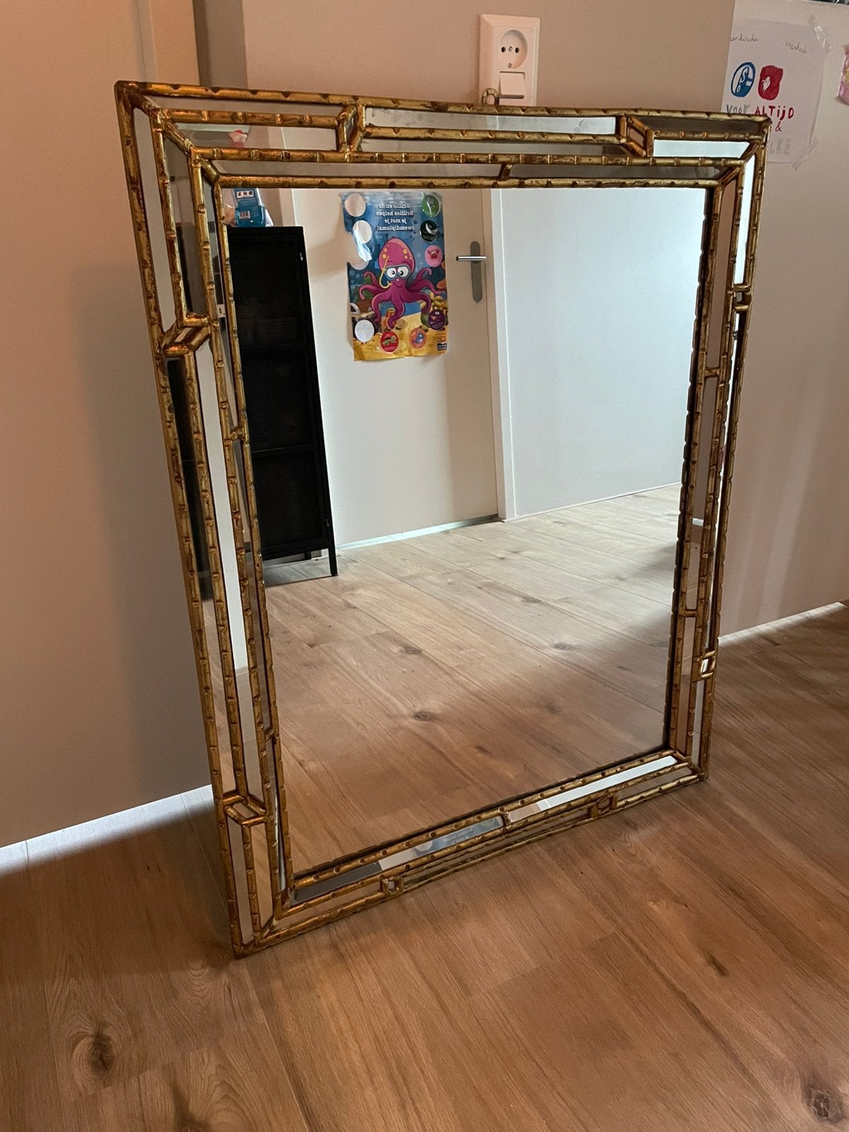 Rechthoekige wandspiegel in Hollywood Regency-stijl, Huis en Inrichting, Ophalen, Gebruikt, 100 tot 150 cm, 75 tot 100 cm