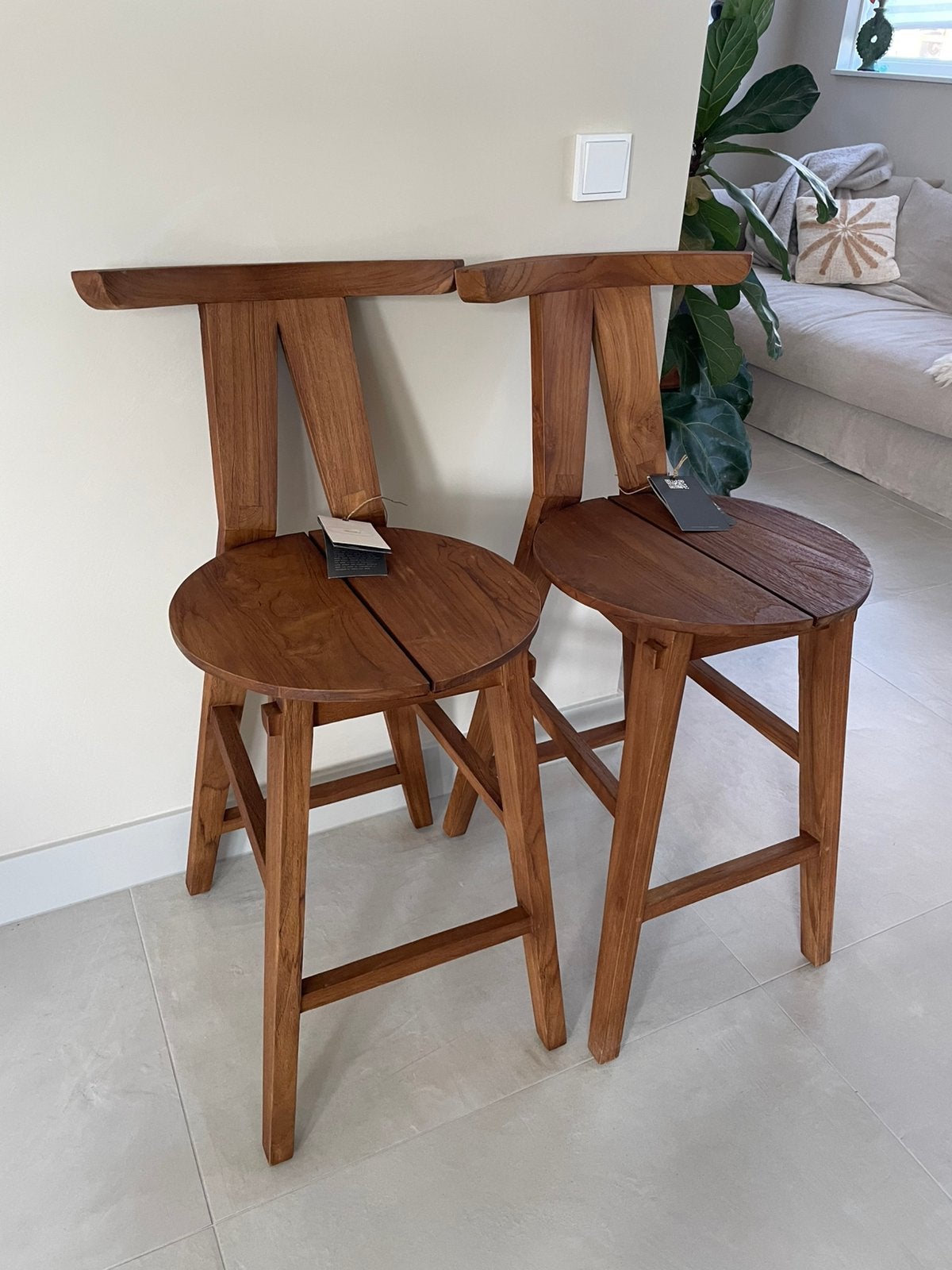 Dbodhi barkruk d-bodhi Buffalo teak hout, Ophalen, 60 tot 90 cm, Nieuw, Hout