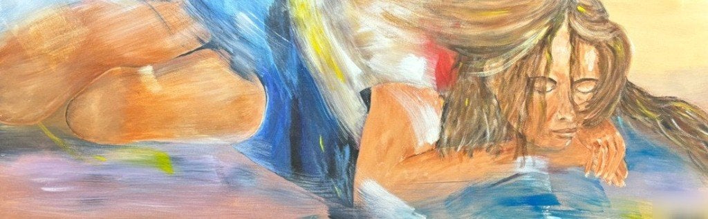 Schilderij liggende vrouw, Ophalen, Textiel, Acrylverf, Overig onderwerp