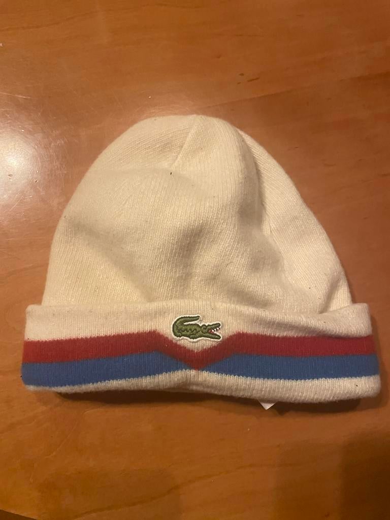 Lacoste muts wit met rood/blauwe strepen, Ophalen of Verzenden, Gedragen, One size fits all, Hoed