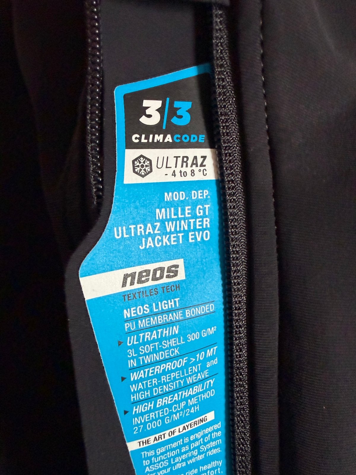 Assos Mille GT Ultraz Winter Jacket Evo Fietsjack BV maat xl, Ophalen of Verzenden, Zo goed als nieuw, Overige maten, Zwart